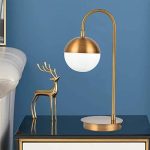 Berliget 19.3��� Brass Gold Desk Table Lamp, Globe Metal Glass Industrial Nightstand Bedside Lamp for Bedroom Living Room Office