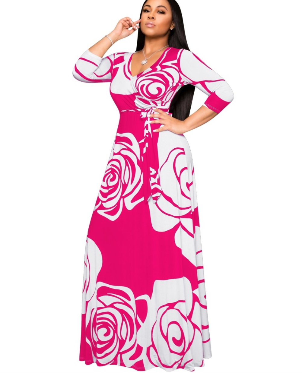 Fall Floral Wrapped African Maxi Dress