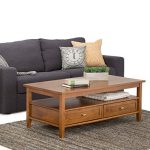 SIMPLIHOME SOLID WOOD 48 inch Rectangle Rustic Coffee Table for Living Room
