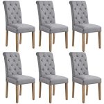 Upholstered Fabric Dining Room Chairs with Solid Wood Legs and Padded Seat