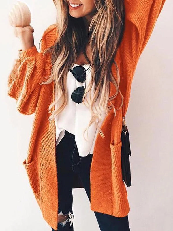 Casual Loose Plain Knit Sweater Cardigan