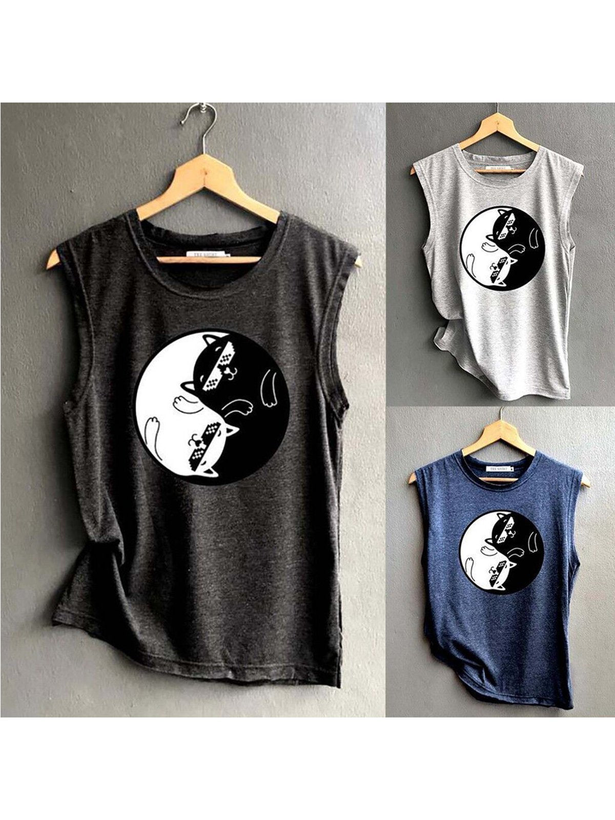 Sleeveless Cotton-Blend Casual Shirts & Tops