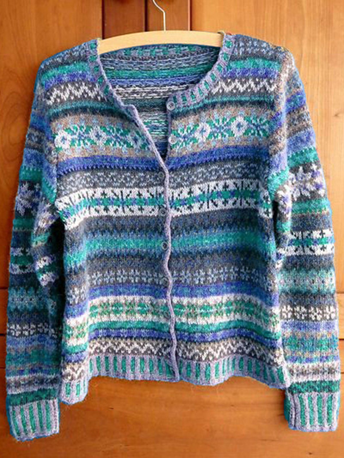 Buttoned Boho Long Sleeve Tribal Cardigan