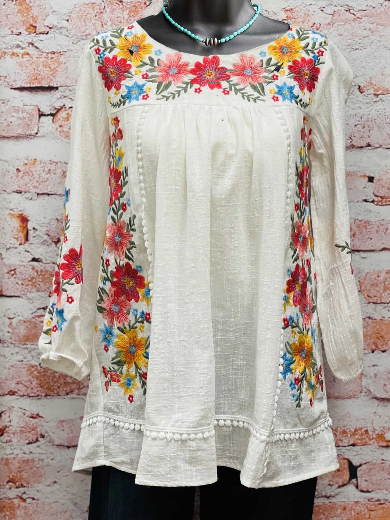 Printed Floral Vintage Crew Neck Shirts & Tops