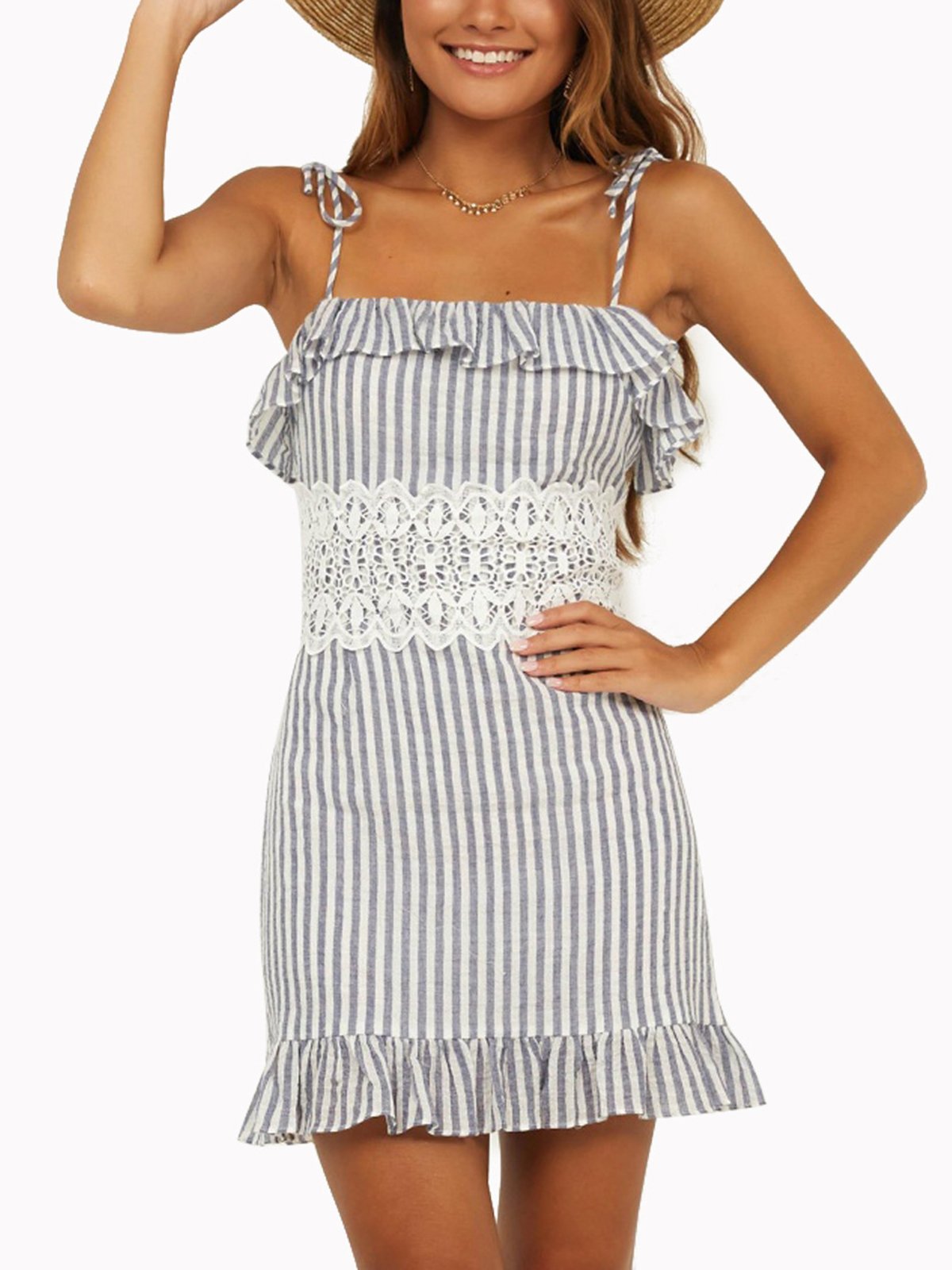 Summer Spaghetti Striped Woman Dresses