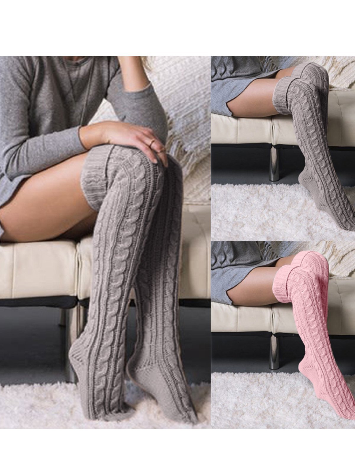 Casual Warm Plain Knee-Socks