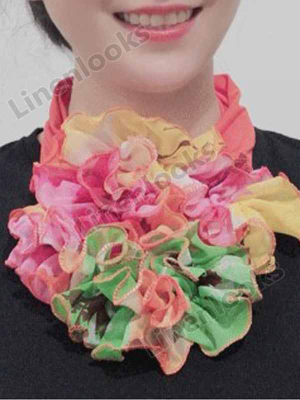 Blue Ombre/tie-Dye Cotton-Blend Casual Paneled Scarves & Shawls