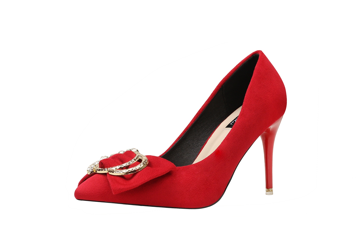 9cm Fashion Suede bow-knot Pointed Dress Wedding Party Elegant Heeled Sandals