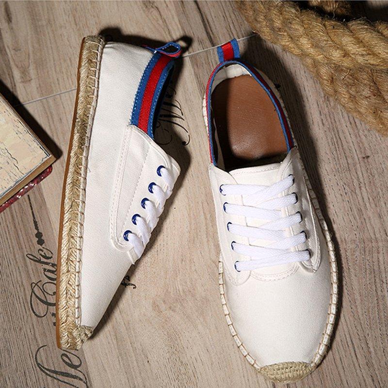 Canvas Lace-up Flat Shoes
