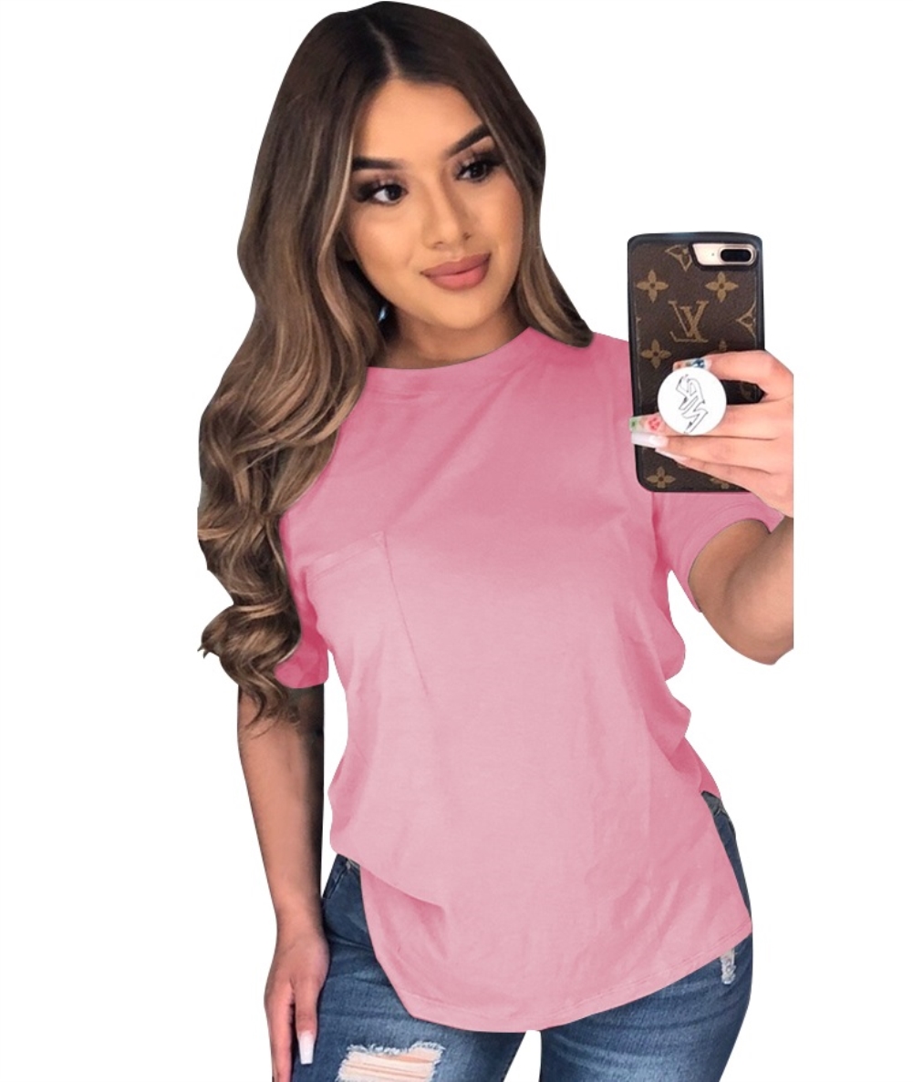 Summer Solid Color Slit Basic Shirt