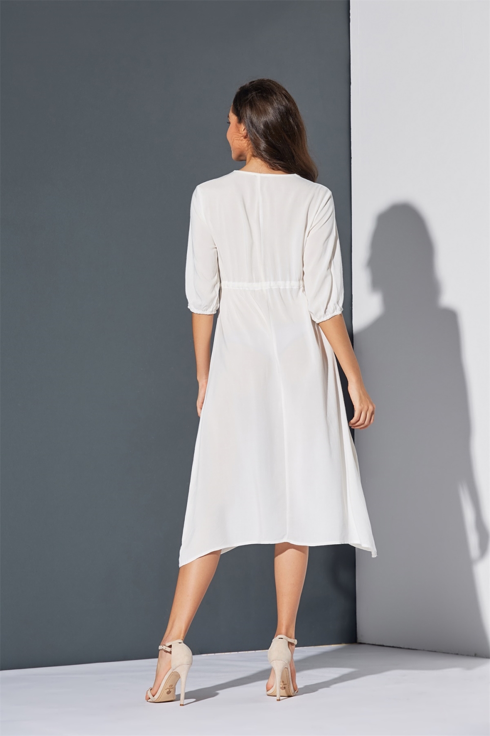 Summer White and Blue Flower Long Dress