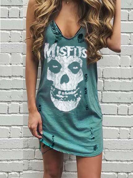 Casual V Neck Cotton Dresses