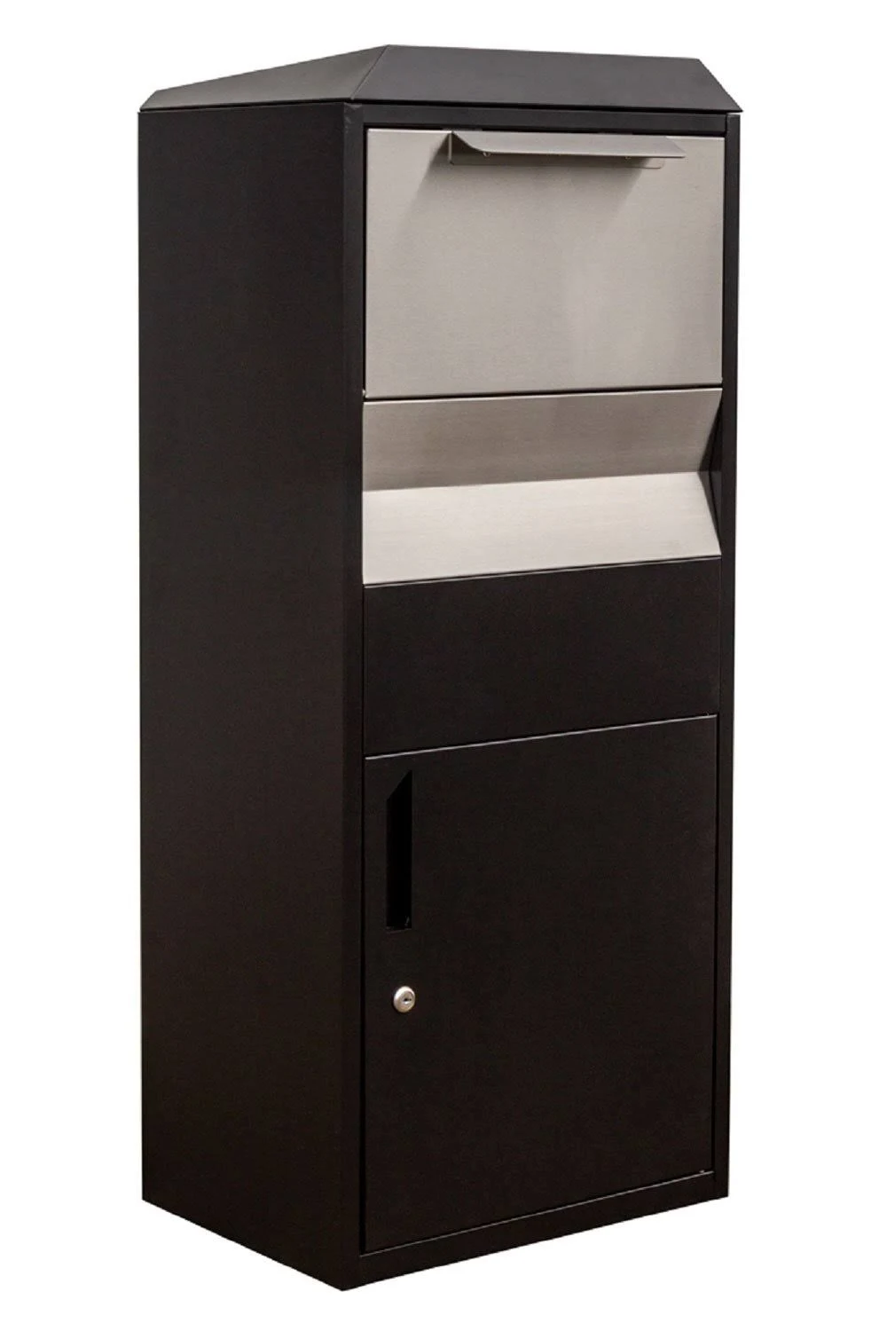 Qualarc Locking Parcel Drop Box in Black with Stainless Steel