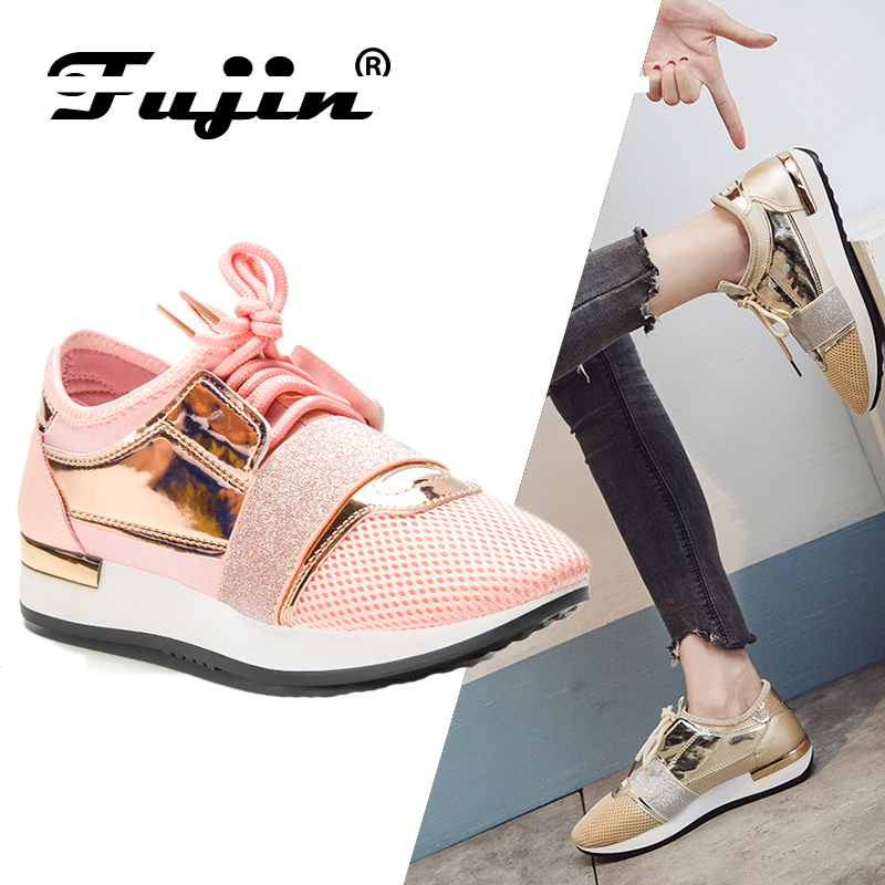 Fujin  Women Sneakers New 2019 Spring Fashion Pu Leather Platform shoes Ladies Trainers Chaussure Femme Women Casual Shoes