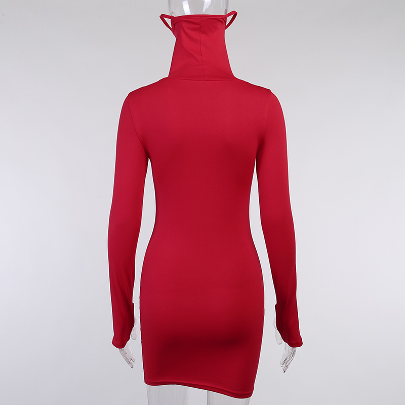 Autumn Party Sexy Solid Plain Mini Dress