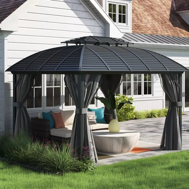 12 FT. W X 10 FT. D ALUMINUM PATIO GAZEBO