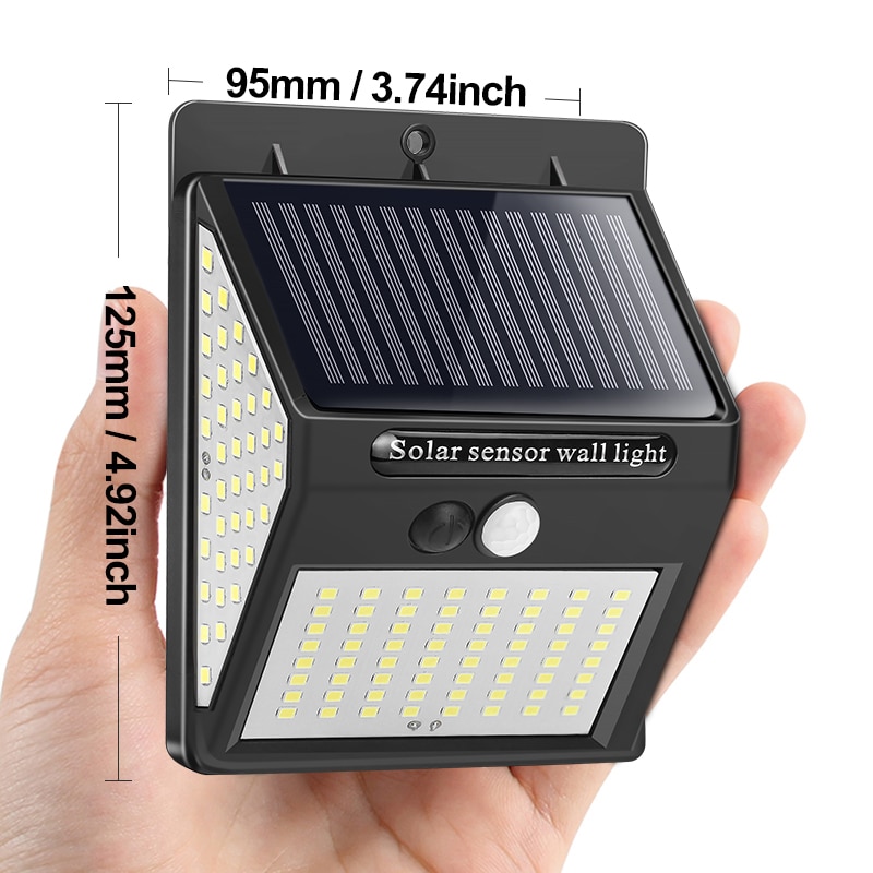 Goodland 144 100 LED Solar Light Outdoor Solar Lamp PIR Motion Sensor Solar Powered Sunlight Street Light for Garden Decoration