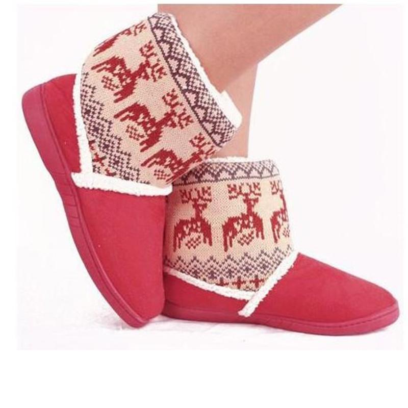 Christmas Panel Faux Suede Fleece Lined Snow Boots
