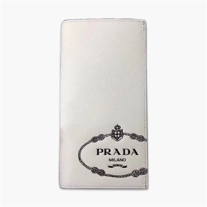 【原版皮】普拉达/Prada 西装钱夹，选用十字纹牛皮裁制而成，饰以黑色经典丝印徽标，风格优雅简约，款号：2MV836