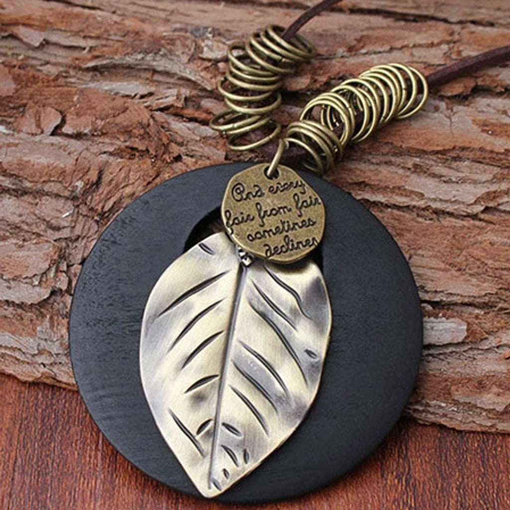 Vintage Leaf Pendant Necklace