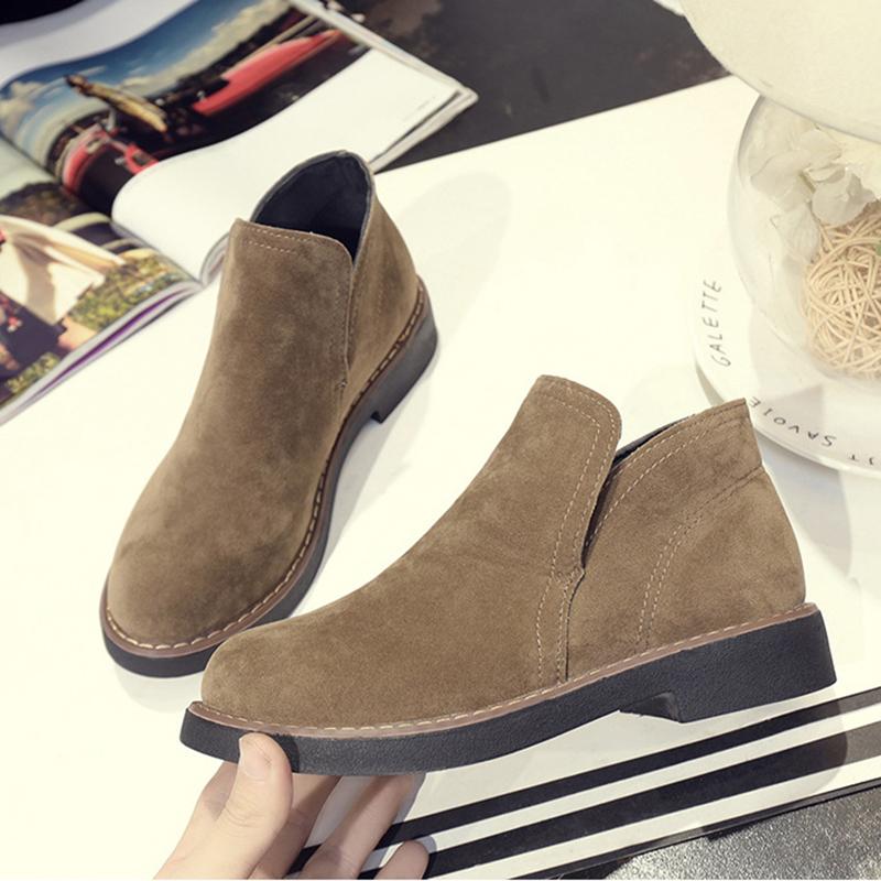 Suede Women Slip-On Ankle Boots