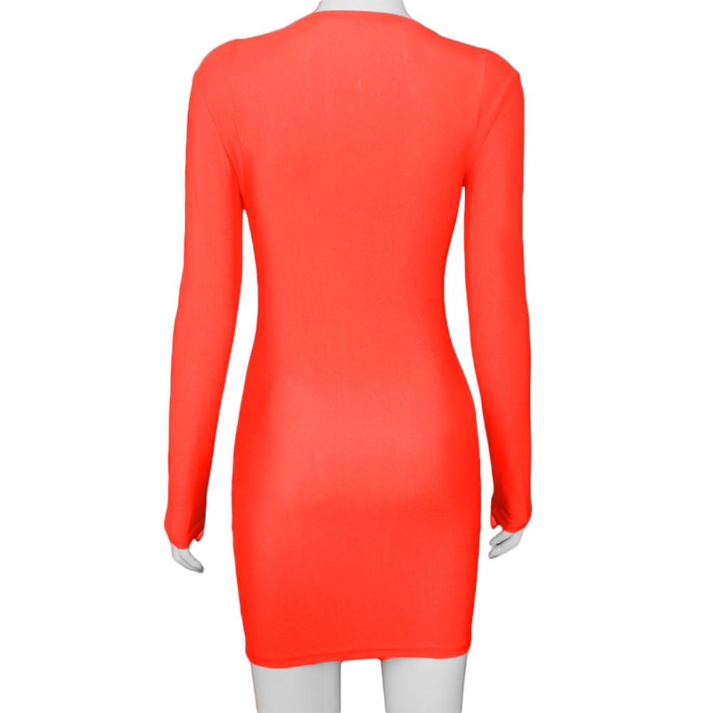 Party Sexy Print Tight Long Sleeve Shirt Dress