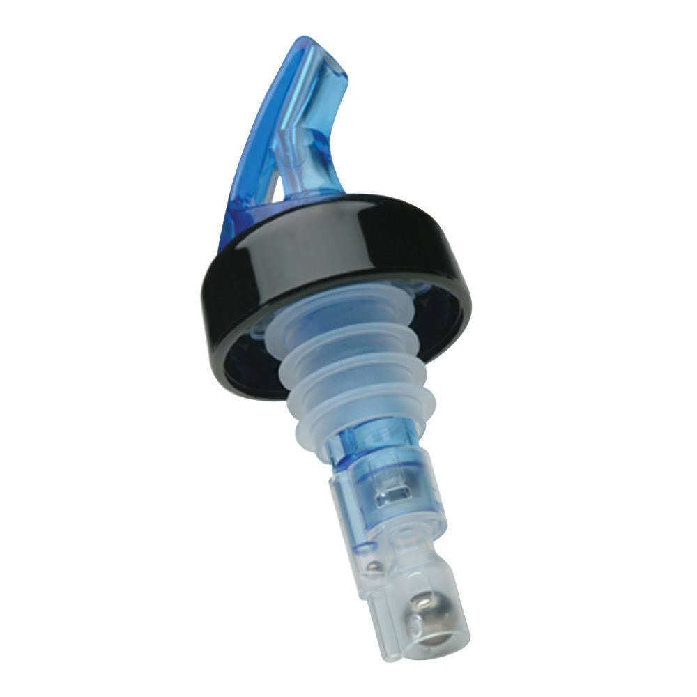 Precision Pours 114 Bl C 1.25 oz. Ocean Blue Measured Liquor Pourer with Collar - 12/Pack