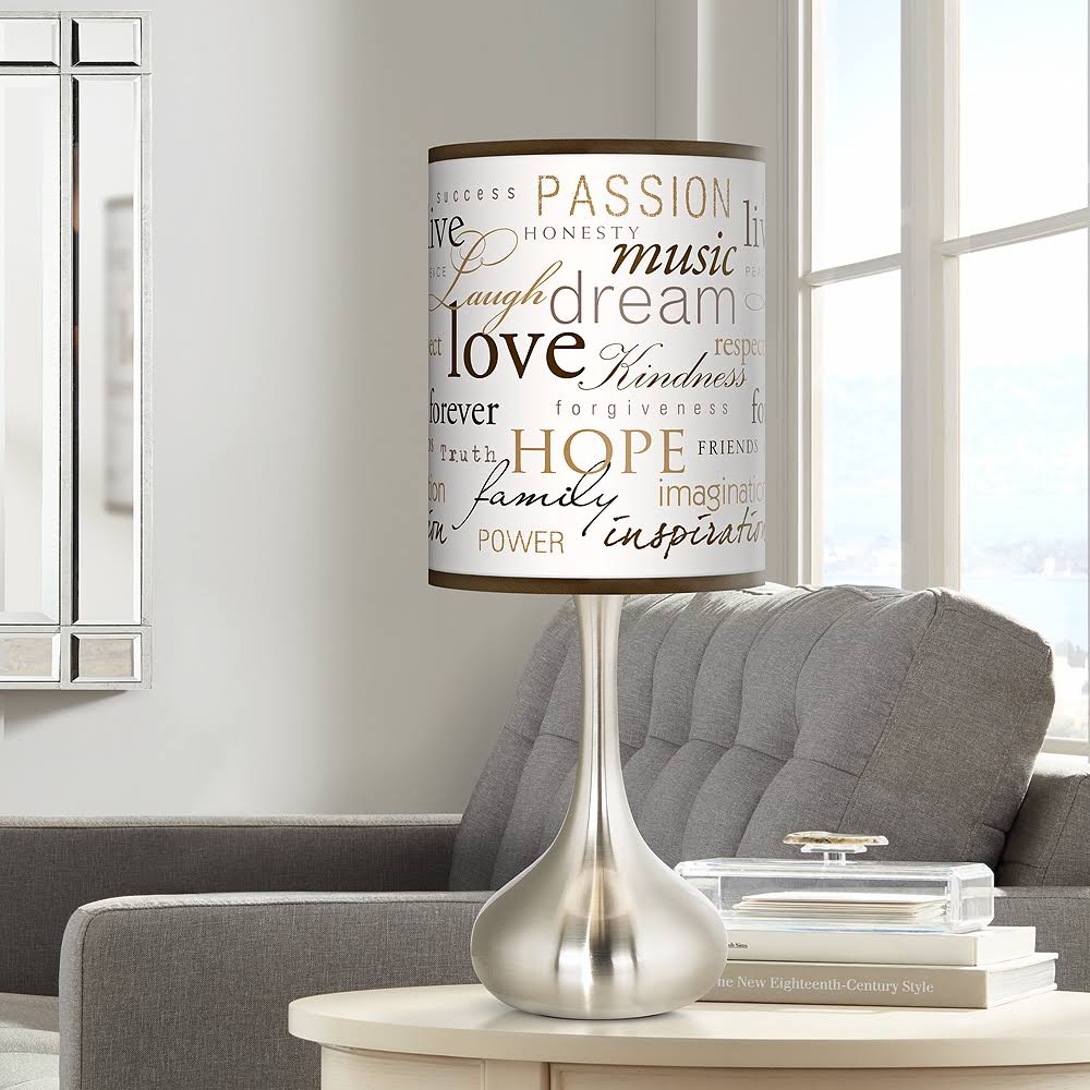 Giclee Glow Positivity Giclee Droplet Table Lamp, Silver