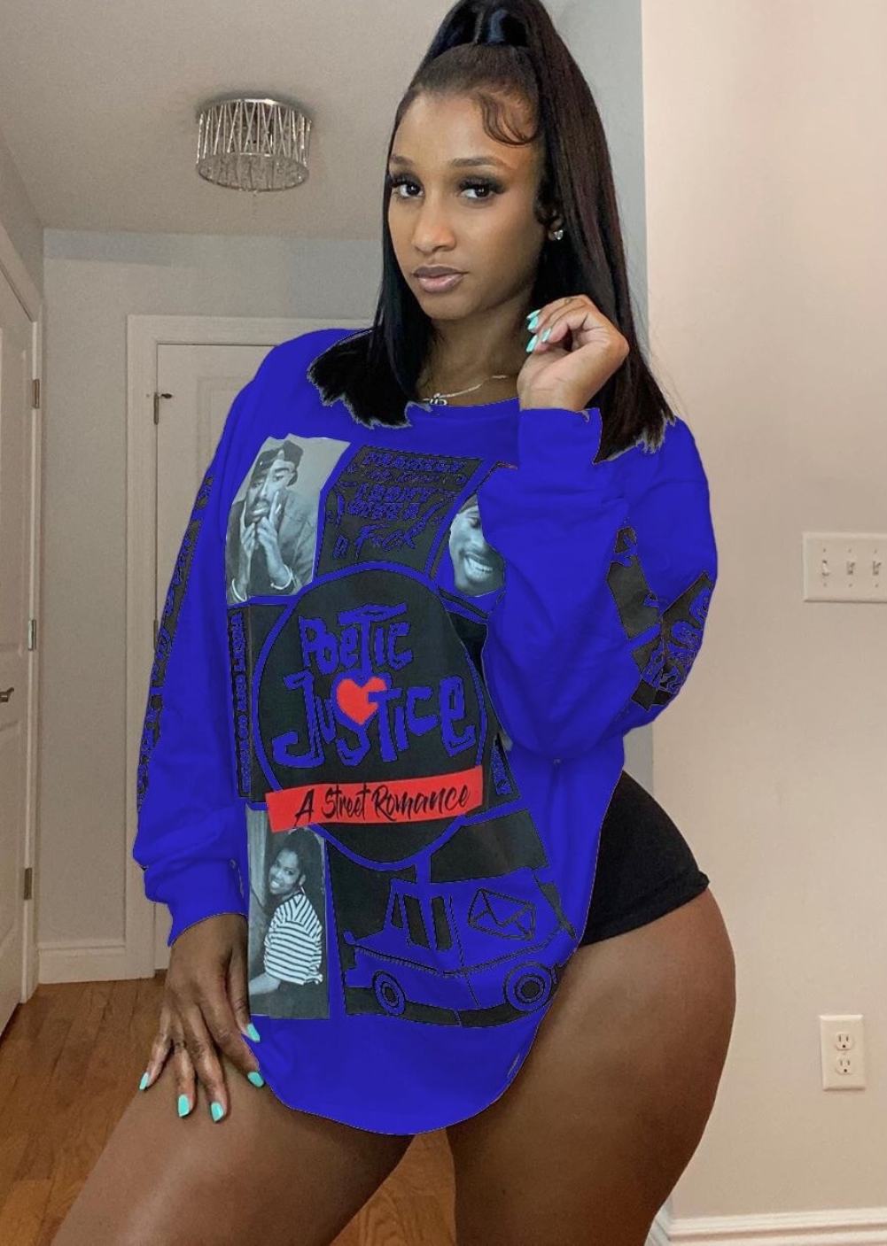 Autumn Print O Neck Long Sleeve Loose Shirt