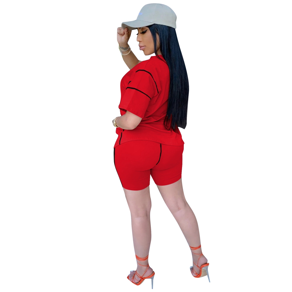 Summer Casual Two Piece Shorts Set with Face Cover