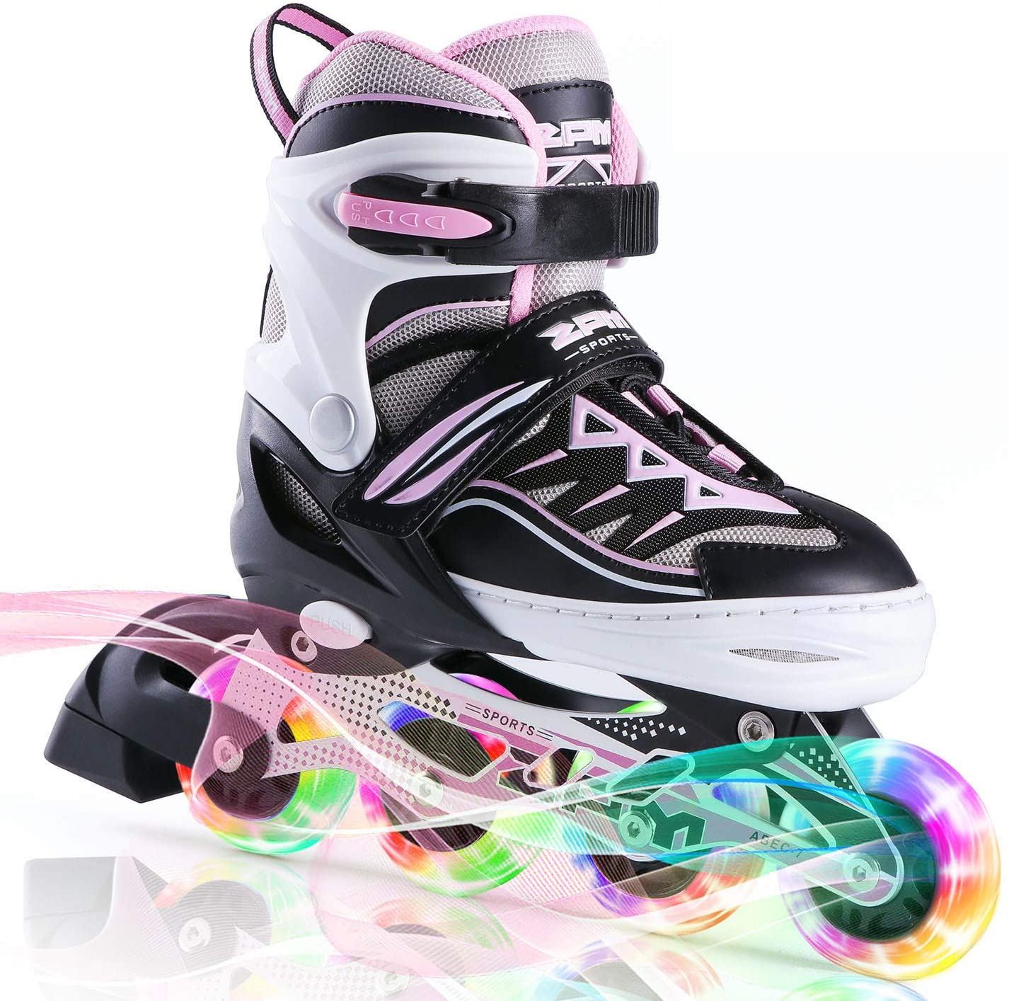 2PM SPORTS Cytia Pink Girls Adjustable Illuminating Inline Skates, purple/ medium �C Little Kids (10C-13C US)
