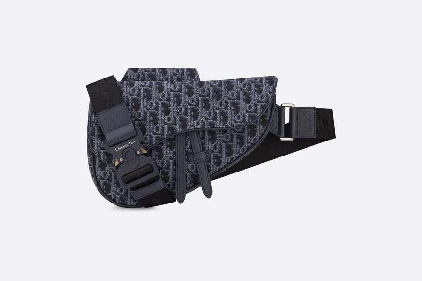 Saddle Bag Blue Dior Oblique Jacquard