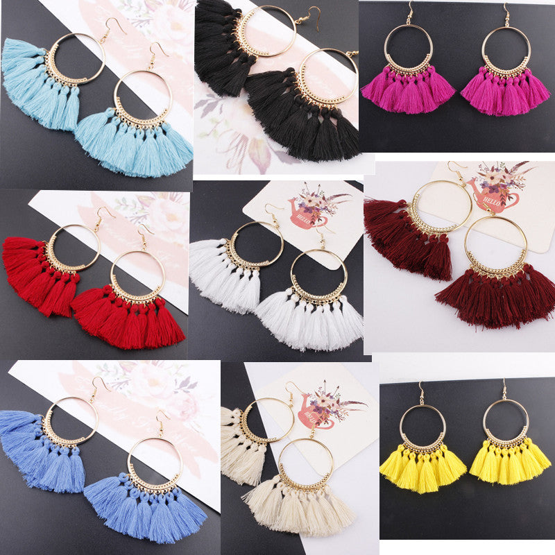Ethnic Tassel Big Drop Bohemia Fashion Earrings