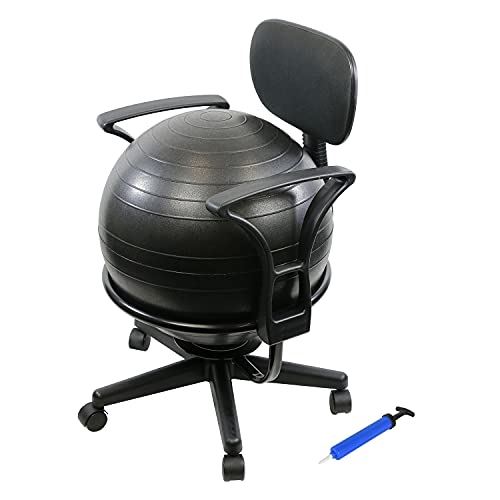 CanDo Metal Ball Chair �C Inflatable Ergonomic Active Seating Exercise Ball Chair With Air Pump-  Black