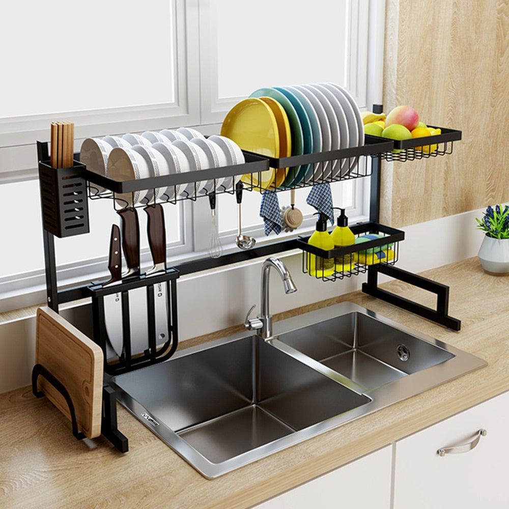 Over the Sink Stainless Steel Dish Rack Kitchen Dish Drainer