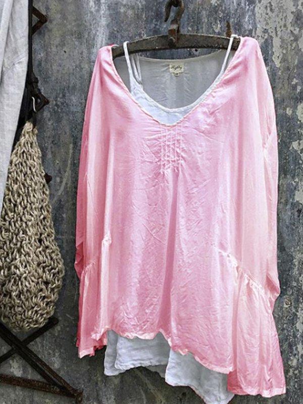 Casual Long Sleeve V Neck Shirts & Tops