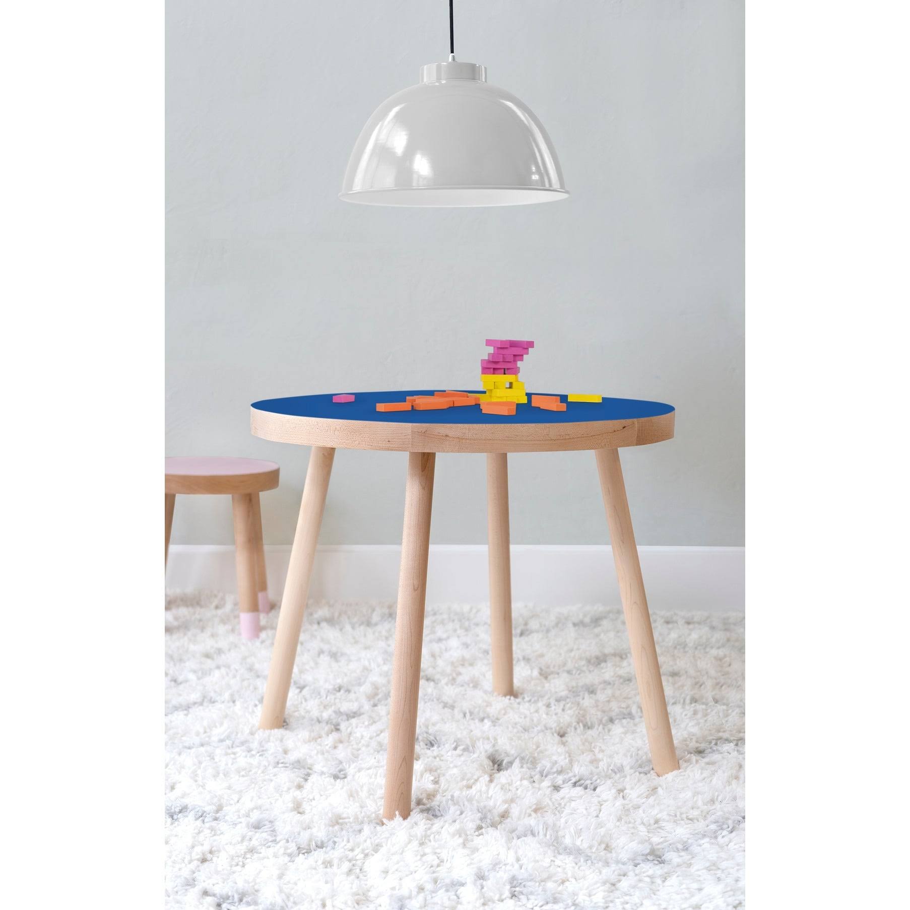 Poco Round Kids Table, Maple/Pacific Blue, 30x22 Large