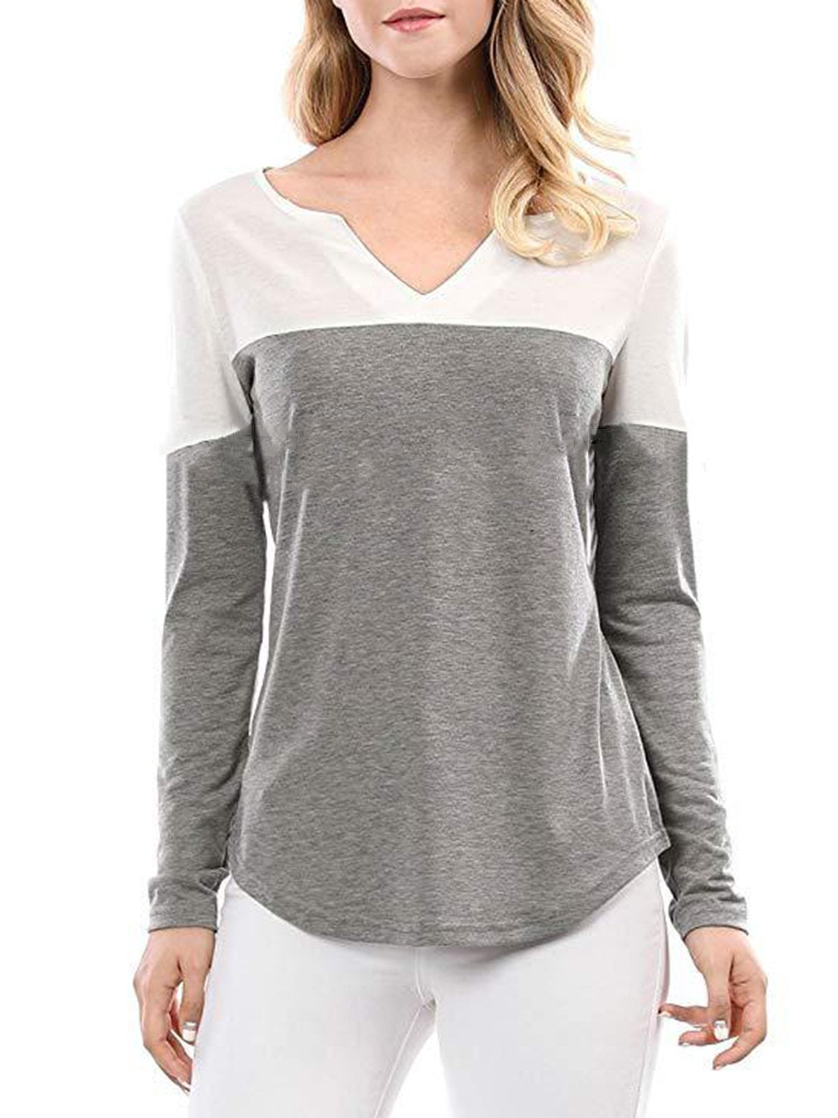 Long Sleeve Simple & Basic V-neck T-shirt