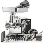 Electric Meat Grinder & Sausage Stuffer: 6 Grinding Plates, 3 S/S Blades