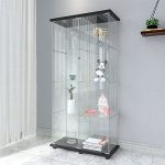 4-Tier Shelf Glass Display Cabinet w/ 2 Door for Home&Office/30��� W x 14.5��� D x 64��� H