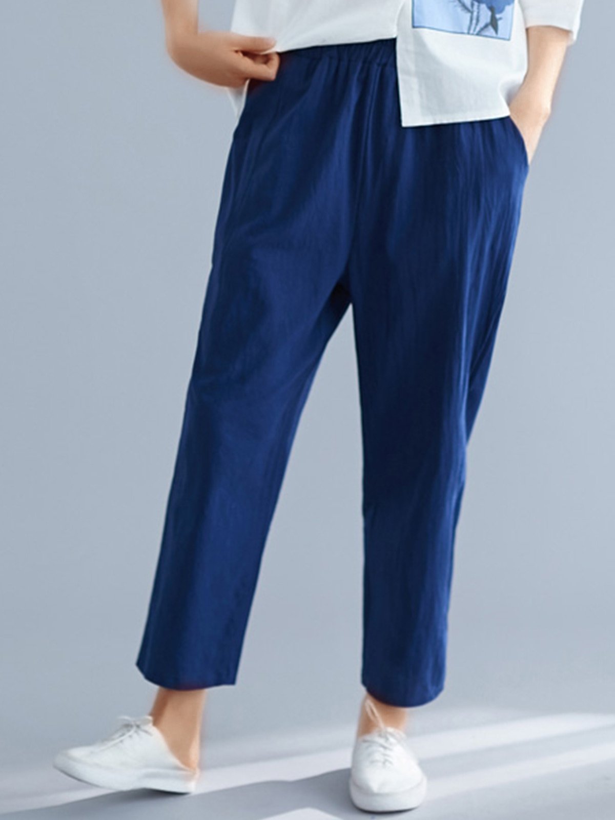 Plus Size Women Plain Casual Pants