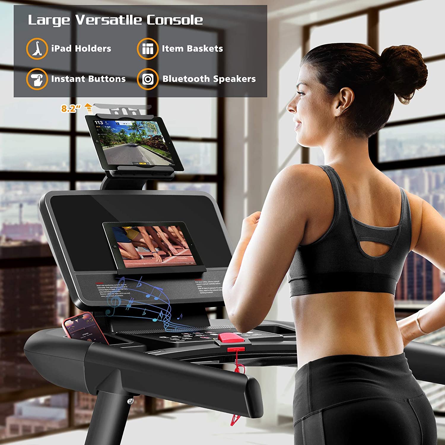 Home Treadmill Belt 3.0 HP 3.5 HP 15% Auto Incline Folding Exercise Treadmill