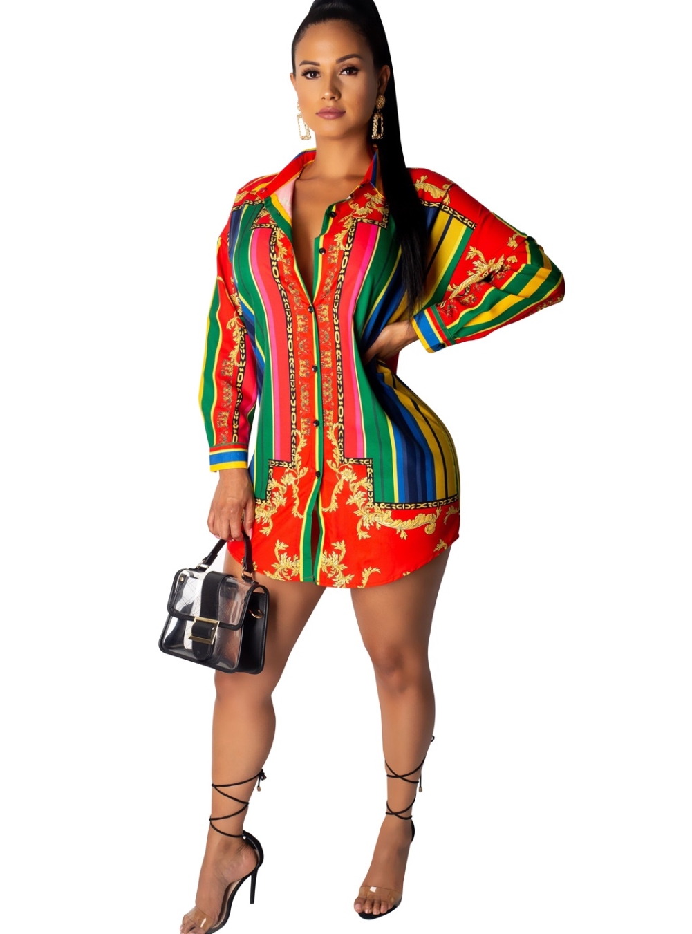 Print Retro Long Sleeve African Blouse