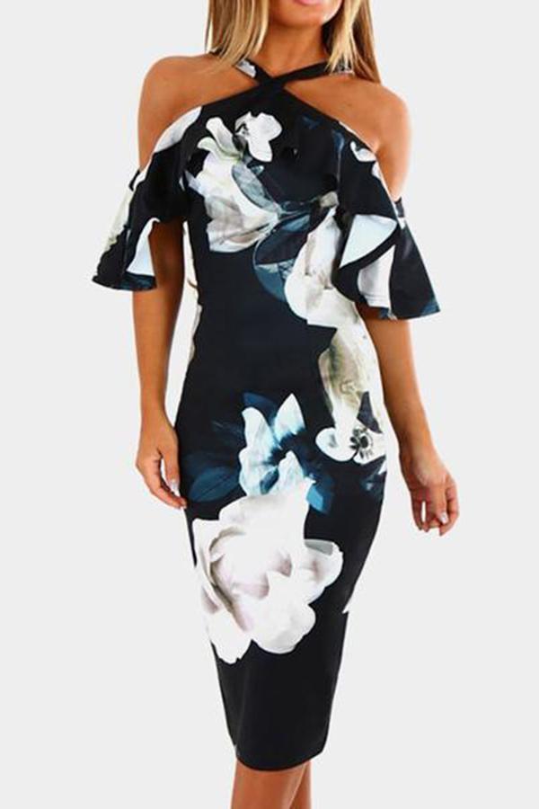 Halter  Floral Bodycon Dress