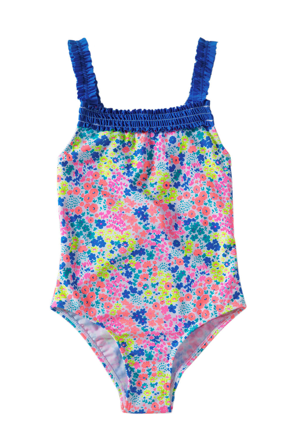 Multicolored Little Girls’ Flower Print One Piece Swimsuit