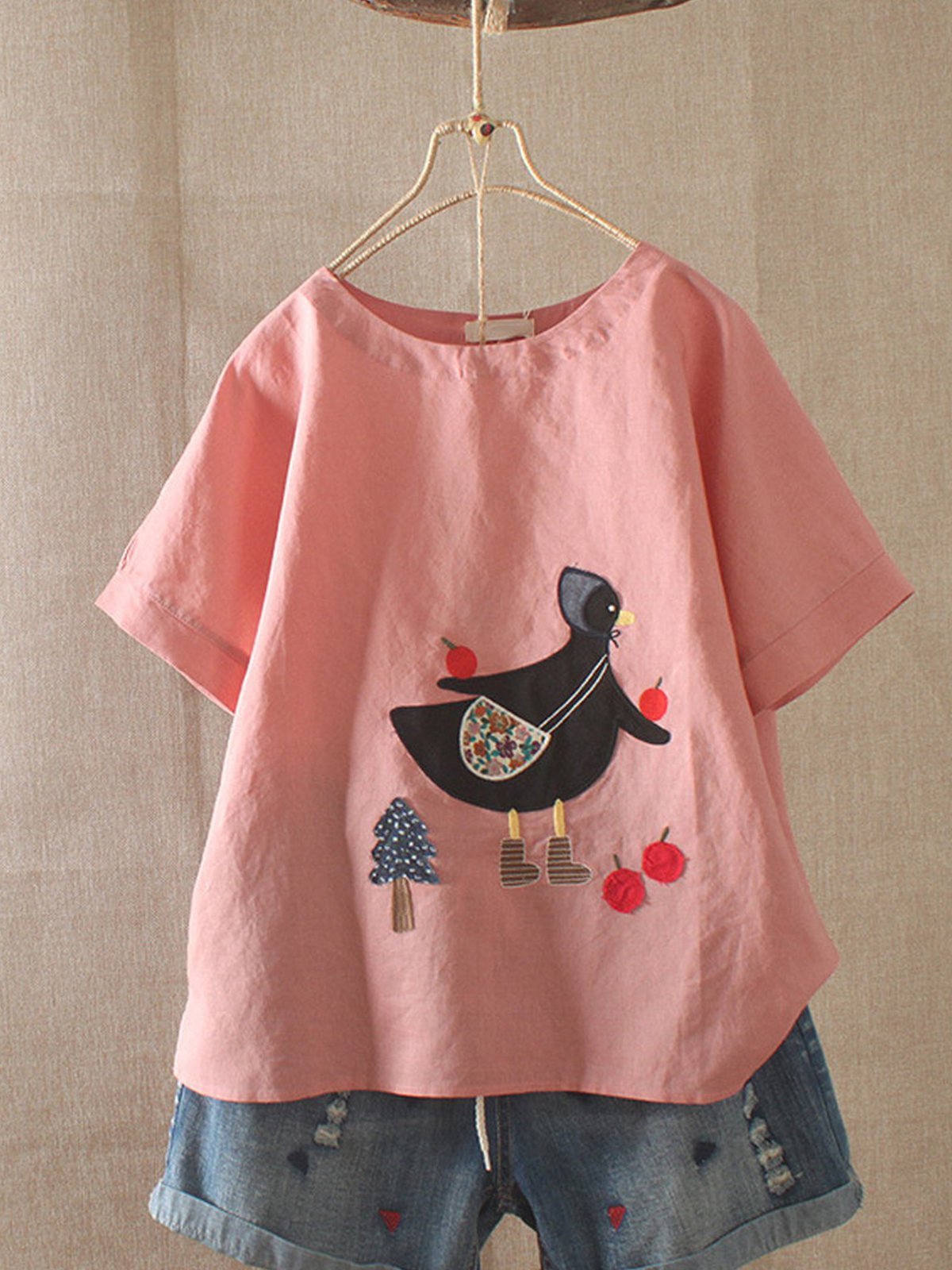 Casual Short Sleeve Round Neck Plus Size Tops