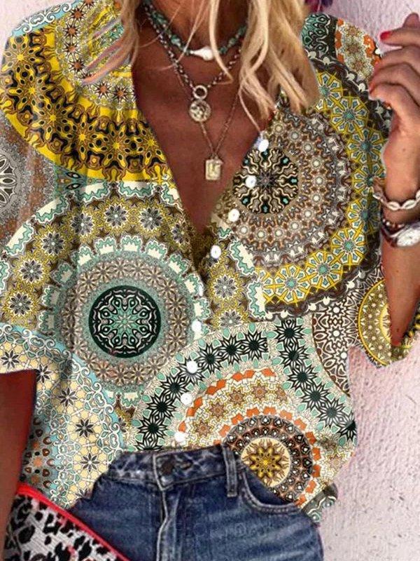 V Neck Long Sleeve Shirts & Tops