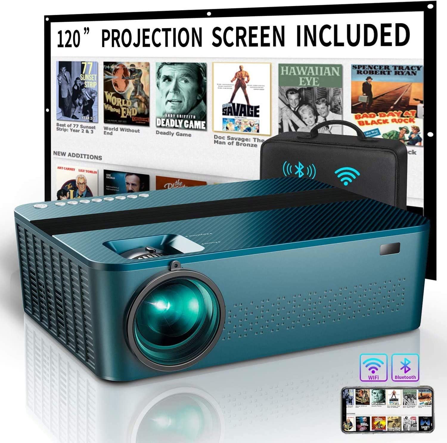 5G WiFi Bluetooth Mini Projector 4k with Touch screen for iOS/Android/PS4