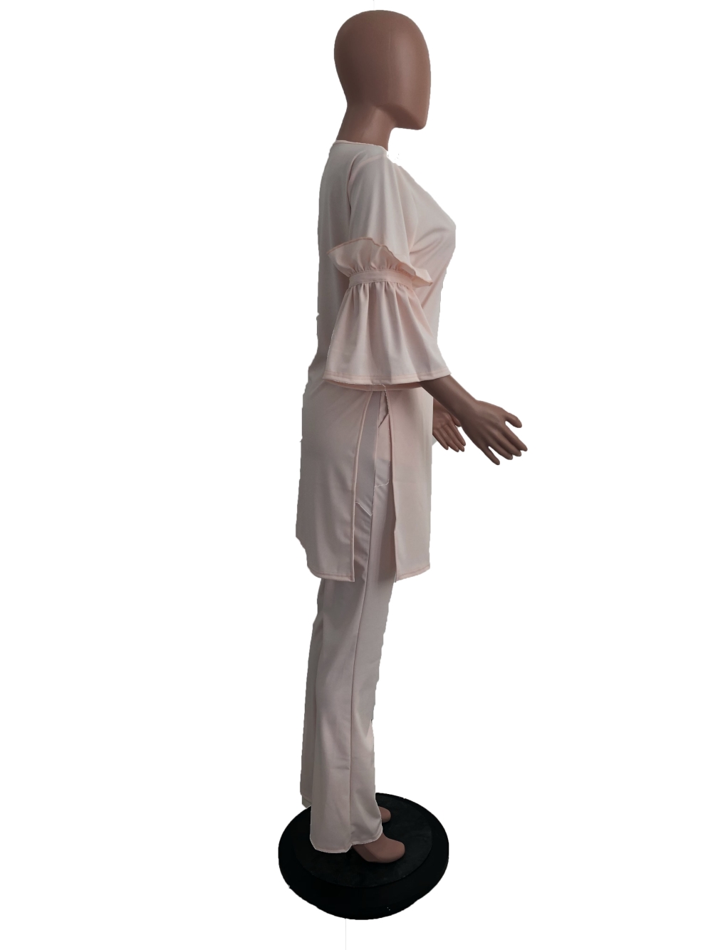 Sheer Slit Long Shirt and Pants Set