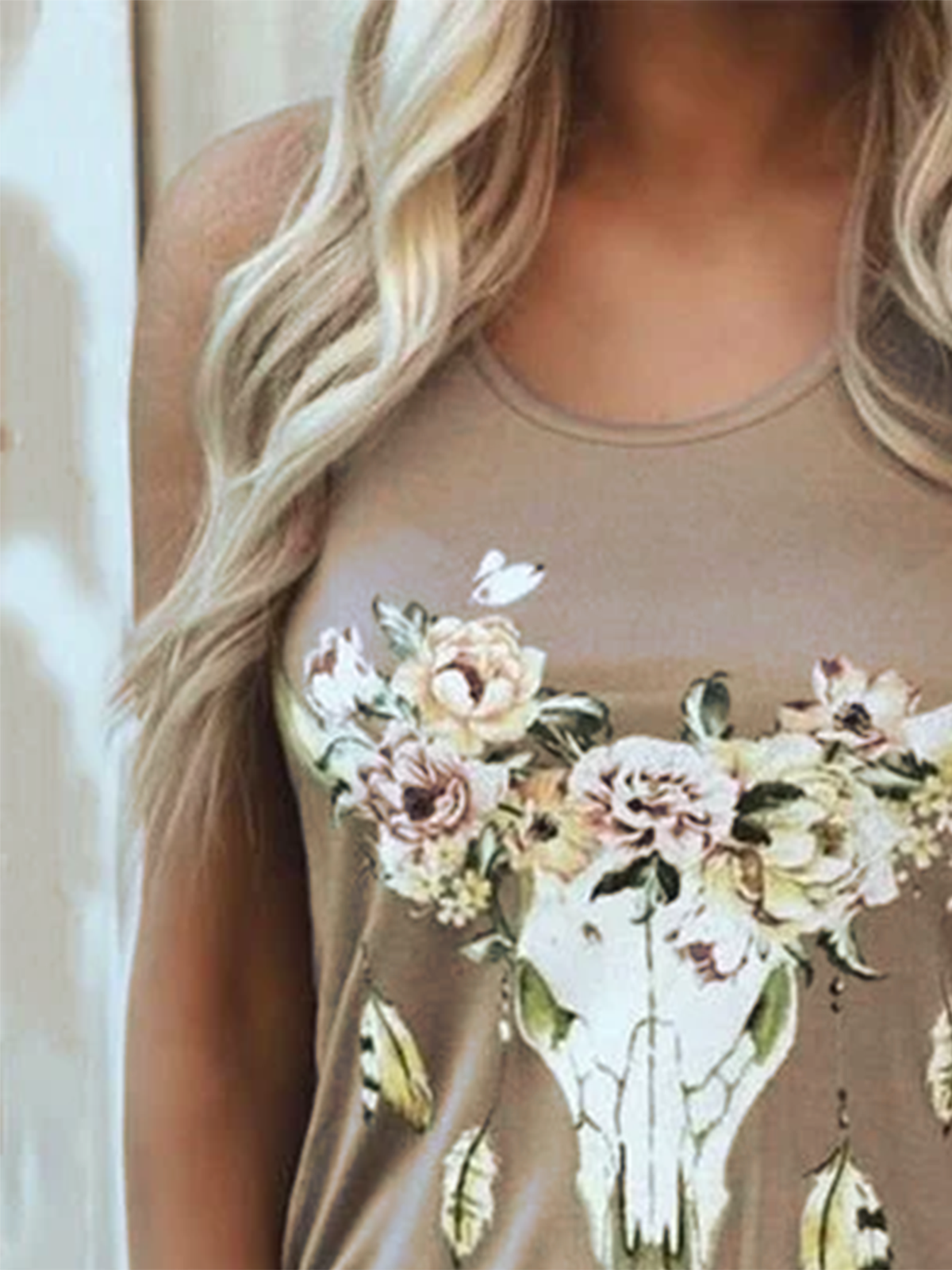 Printed Holiday Floral Shirts & Tops